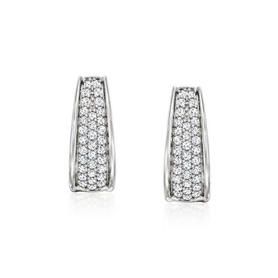1.00 ct. t.w. Pave Diamond Hoop Earrings in Sterling Silver