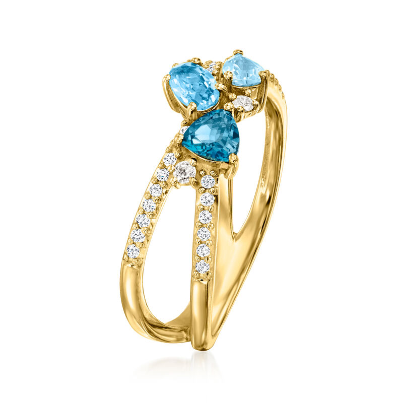 .60 ct. t.w. Tonal Blue Topaz Ring with .20 ct. t.w. Diamonds in 14kt Yellow Gold image number 2