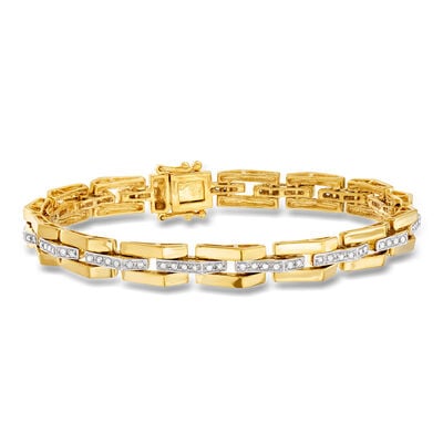 .55 ct. t.w. Diamond Bar Link Bracelet in 18kt Gold Over Sterling