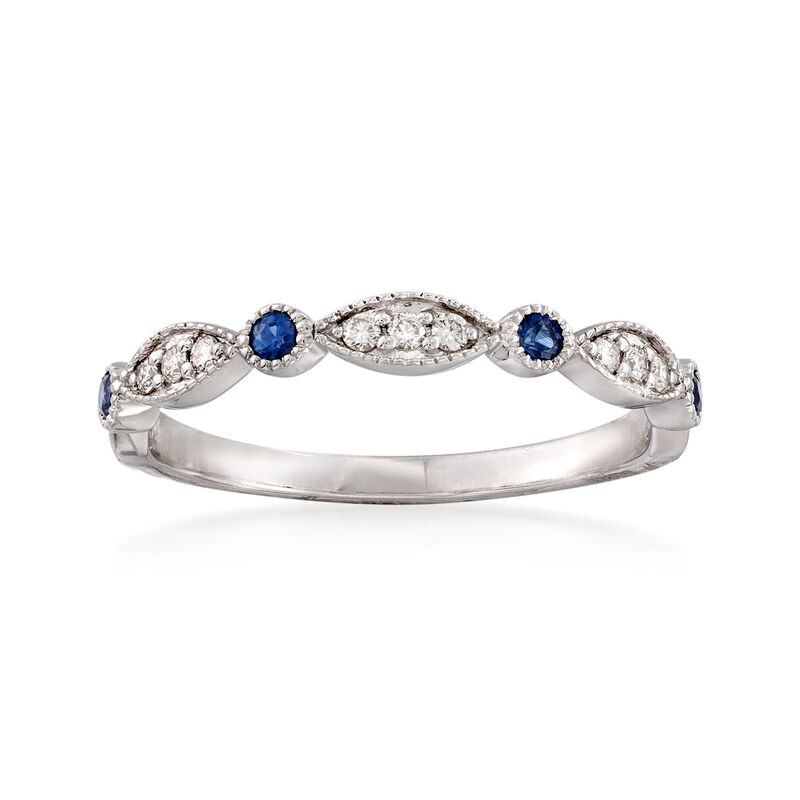 .10 ct. t.w. Sapphire and Diamond Accent Milgrain Ring in 14kt White Gold image number 0