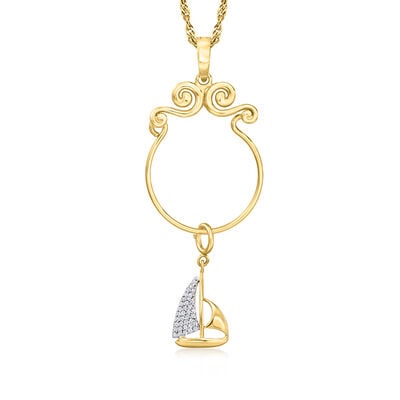 .10 ct. t.w. Diamond Sailboat Charm in 18kt Gold Over Sterling