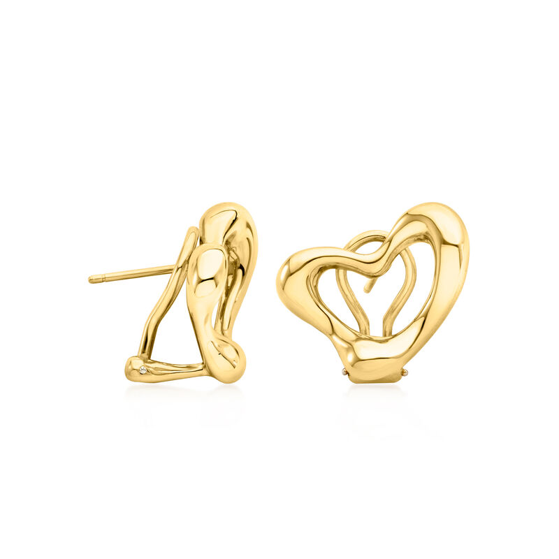 C. 1990 Vintage Tiffany Jewelry &quot;Elsa Peretti&quot; Heart Clip-On Earrings in 18kt Yellow Gold image number 2