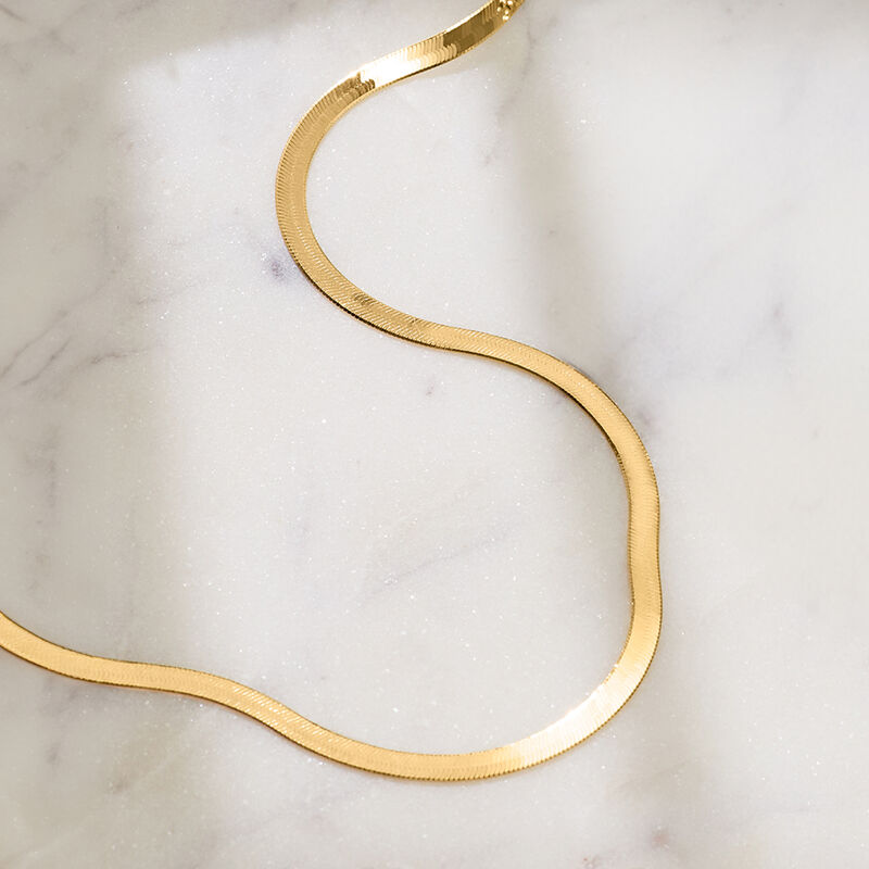 3mm 10kt Yellow Gold Herringbone Necklace image number 4