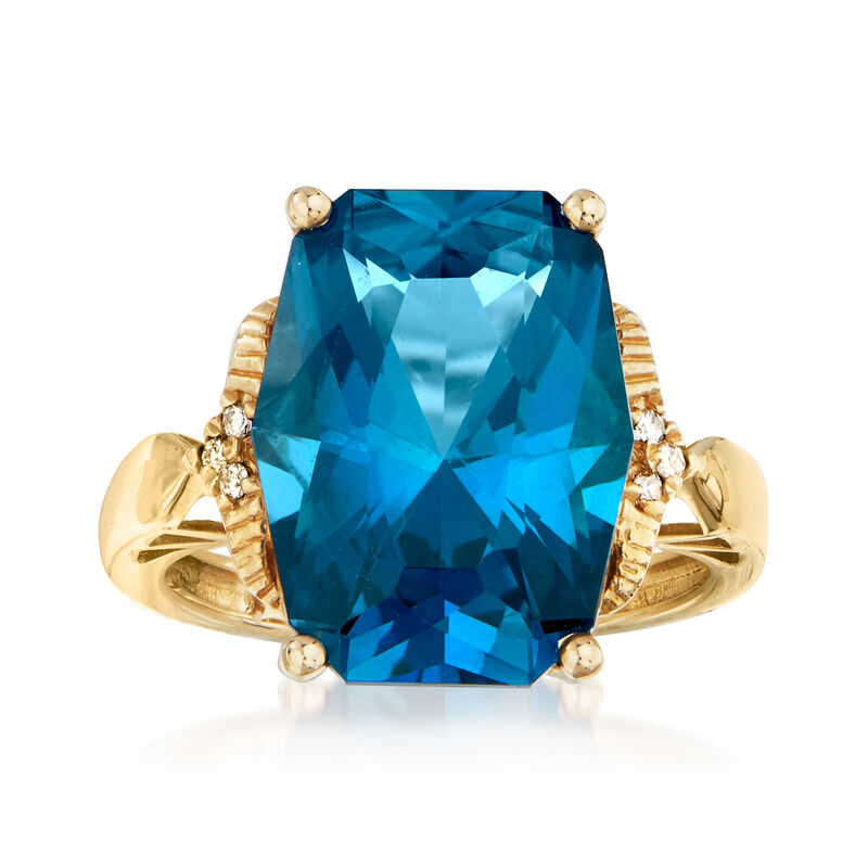 10.00 Carat London Blue Topaz Ring in 14kt Yellow Gold image number 0