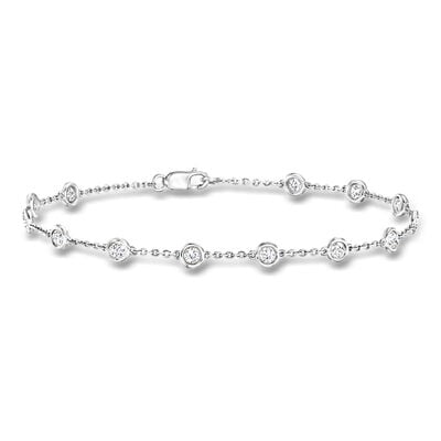 1.00 ct. t.w. Bezel-Set Diamond Station Bracelet in 14kt White Gold