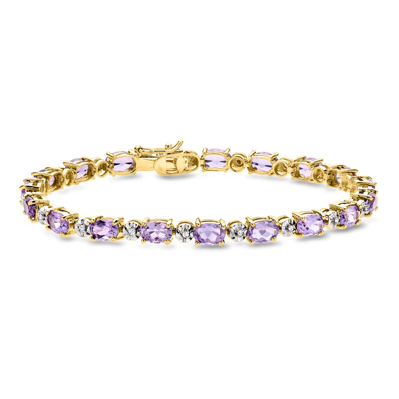 C. 1980 Vintage 7.60 ct. t.w. Amethyst Tennis Bracelet with .20 ct. t.w. Diamonds in 10kt Yellow Gold. 7" image number 0