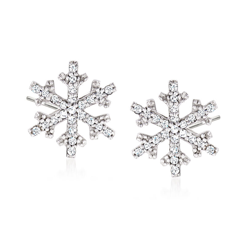 .15 ct. t.w. Diamond Snowflake Earrings in 14kt White Gold image number 0