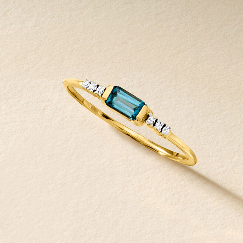.30 Carat London Blue Topaz Ring with Diamonds in 14kt Yellow Gold image number 2
