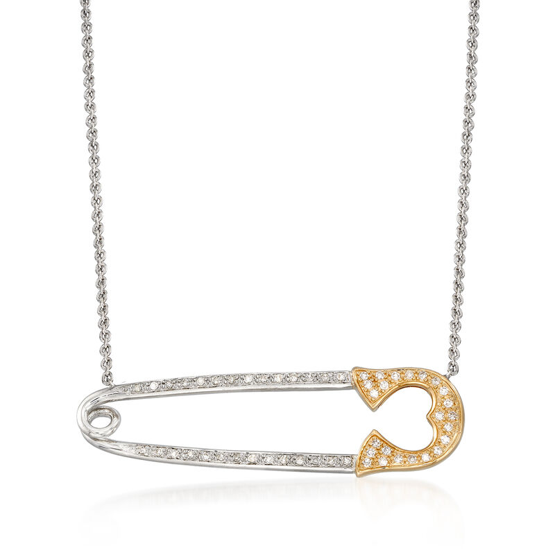 .15 ct. t.w. Diamond Safety Pin Necklace in Sterling Silver and 14kt Yellow Gold image number 0