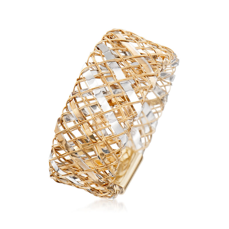 Italian 14kt Two-Tone Gold Flexible Woven Ring image number 2
