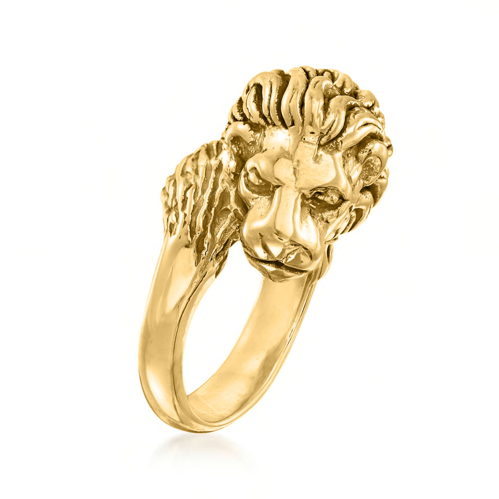 Italian 18kt Yellow Gold Lion Head Ring | Ross Simons