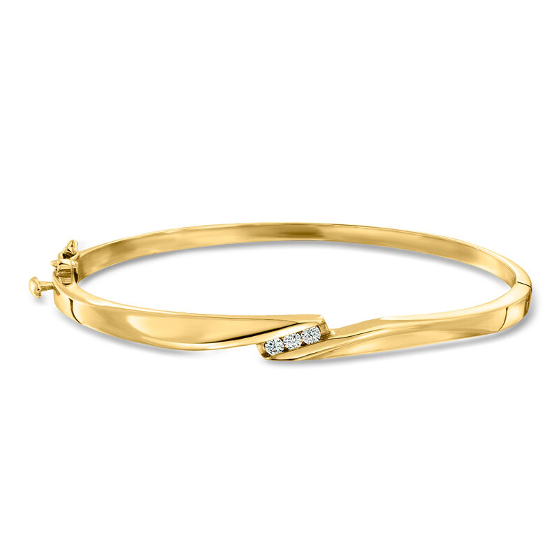 C. 1990 Vintage .10 ct. t.w. Diamond Bangle Bracelet in 14kt Yellow Gold image number 0