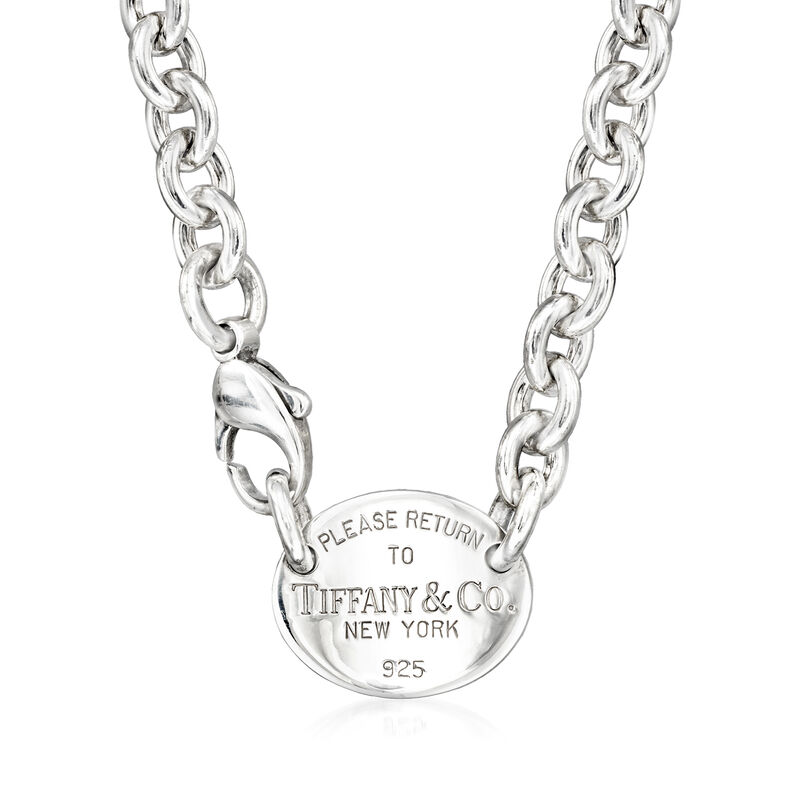 C. 2000 Vintage Tiffany Jewelry "Return to Tiffany" Sterling Silver Oval Tag Necklace image number 0