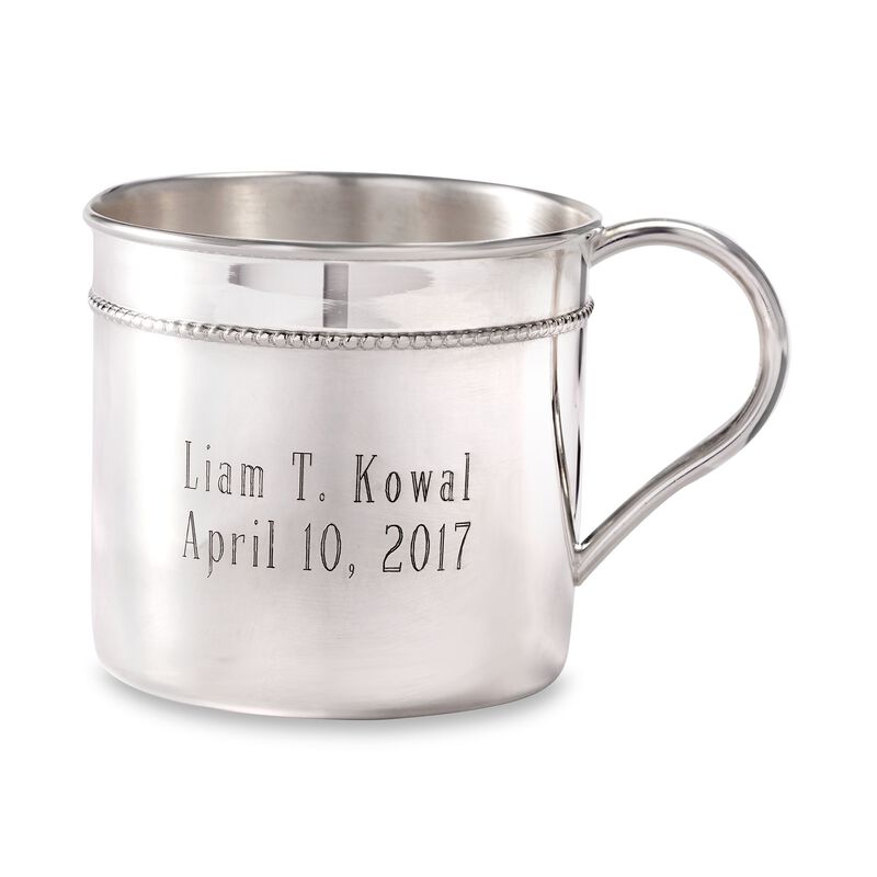 Sterling Silver Beaded Baby Cup image number 0