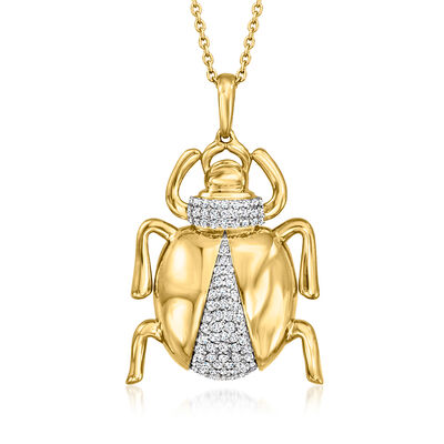 .35 ct. t.w. Diamond Scarab Pendant Necklace in 18kt Gold Over Sterling