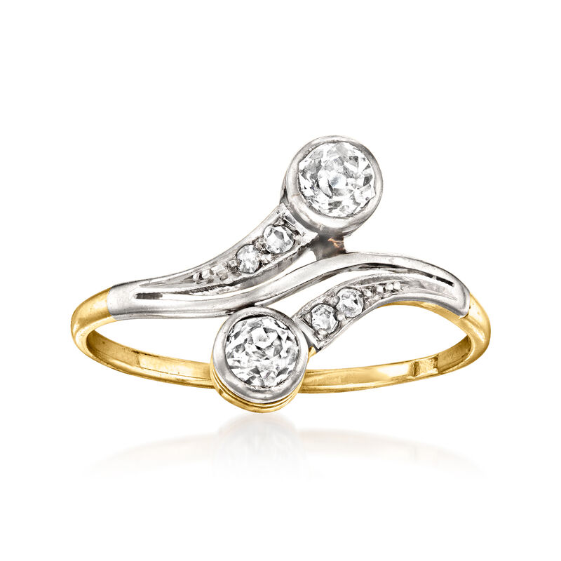 C. 1920 Vintage .40 ct. t.w. Diamond Bypass Ring in Platinum and 14kt Yellow Gold image number 0