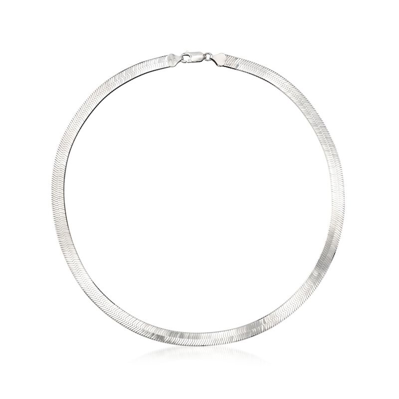 Italian Sterling Silver Reversible Herringbone Necklace  image number 2