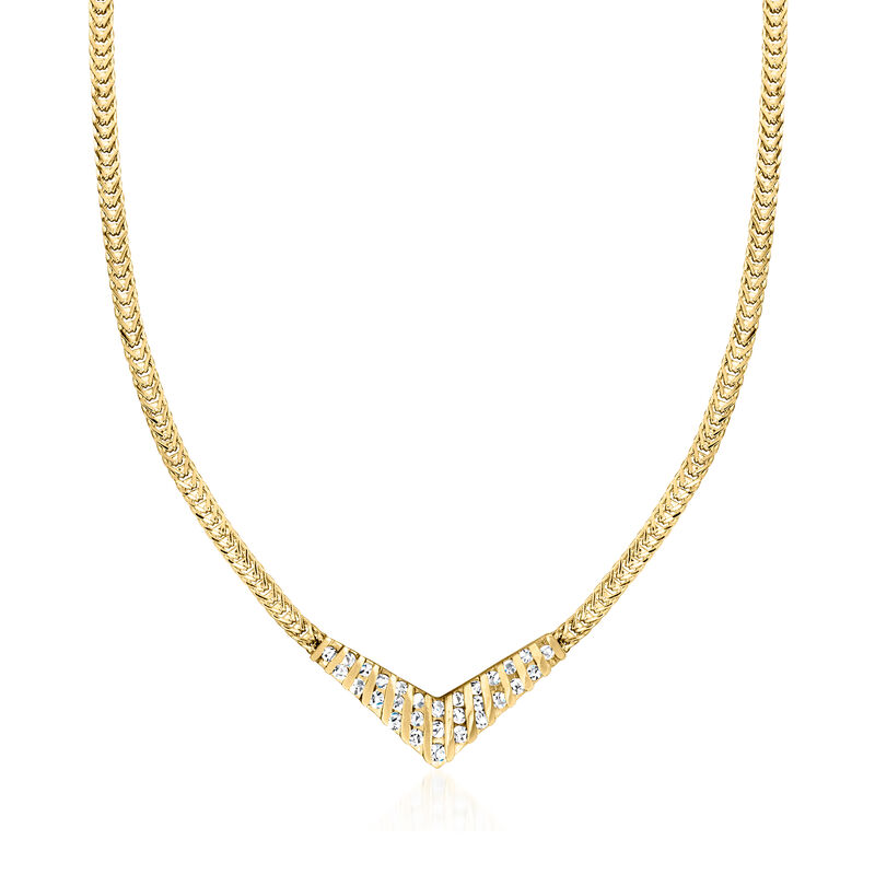 C. 1980 Vintage 1.00 ct. t.w. Diamond Chevron Necklace in 14kt Yellow Gold. 16.5"