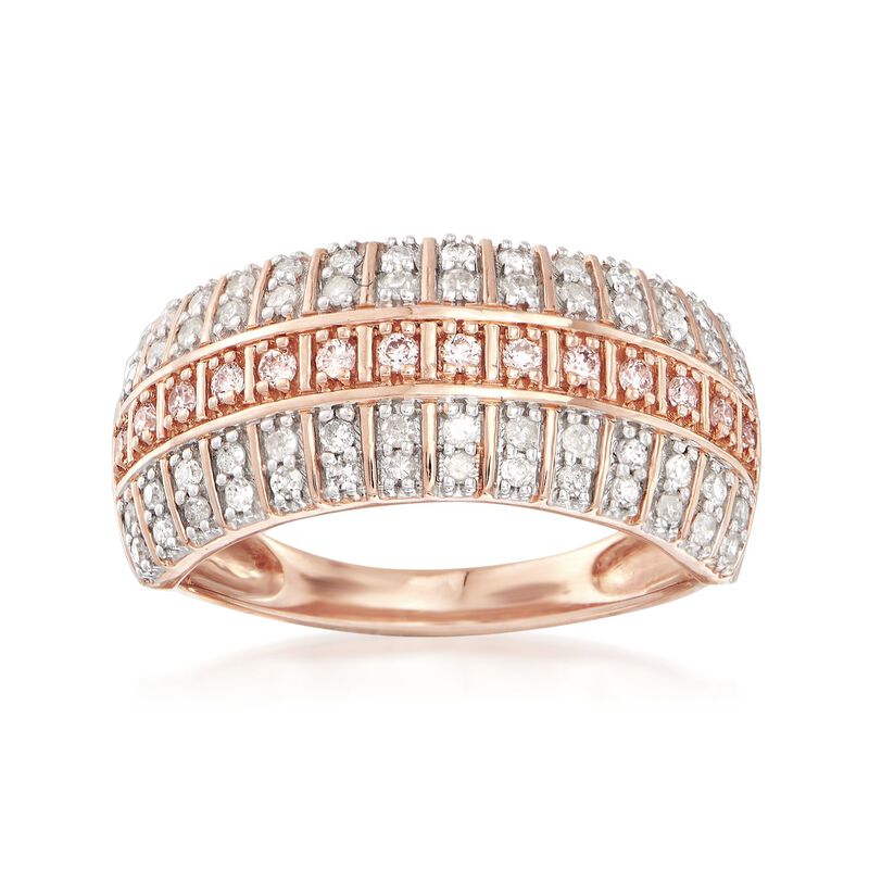 .50 ct. t.w. Pink and White Diamond Three-Row Ring in 14kt Rose Gold image number 0