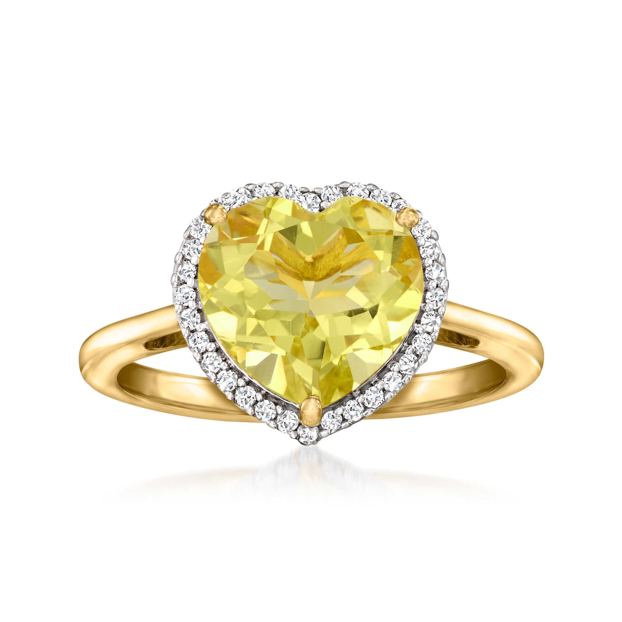 2.70 Carat Lemon Quartz and .10 ct. t.w. White Zircon Heart Ring
