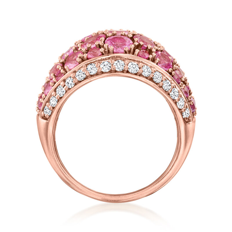 6.25 ct. t.w. Pink Sapphire Dome Ring with .60 ct. t.w. Diamonds in 14kt Rose Gold image number 4