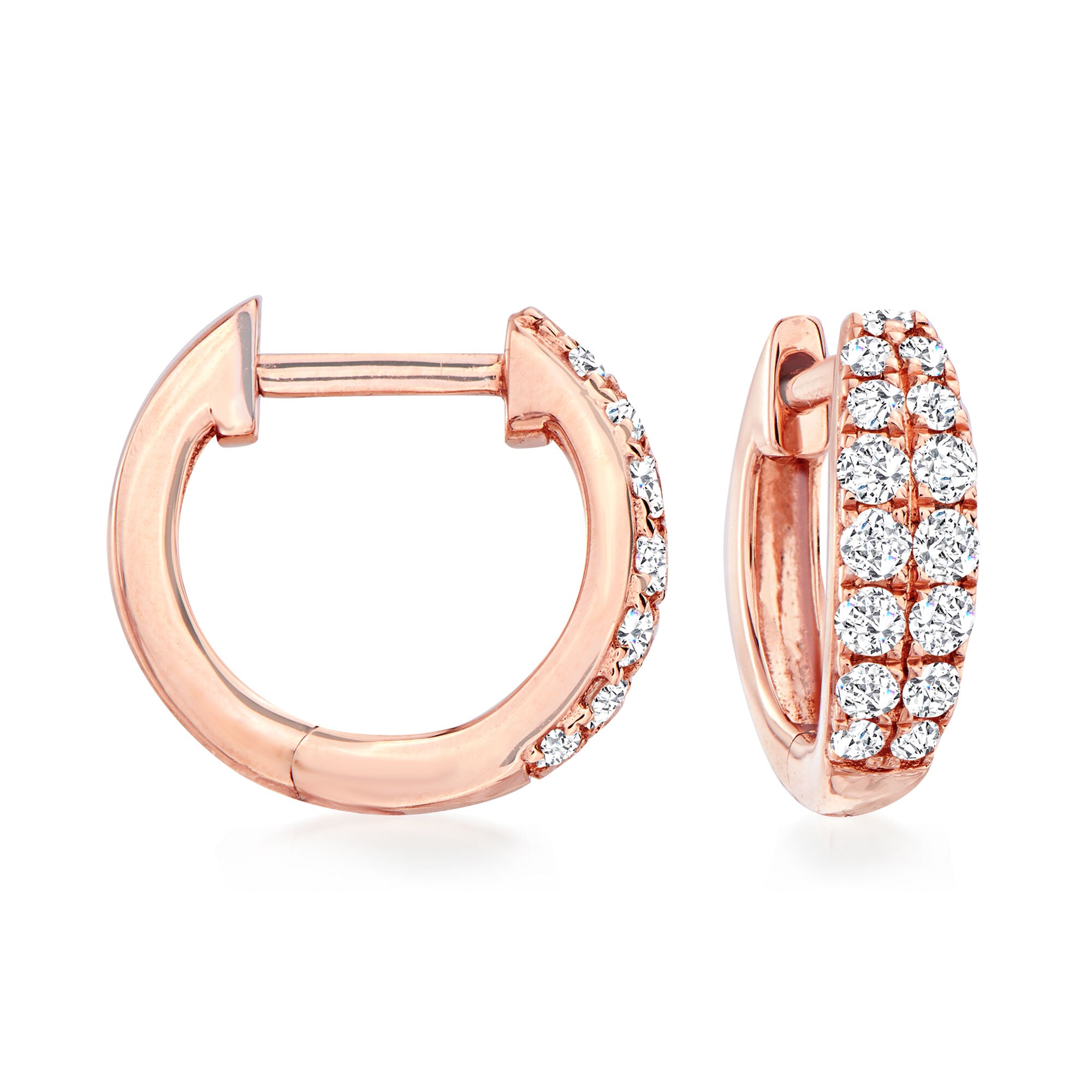 40 ct. t.w. Diamond Huggie Hoop Earrings in 14kt Rose Gold | Ross