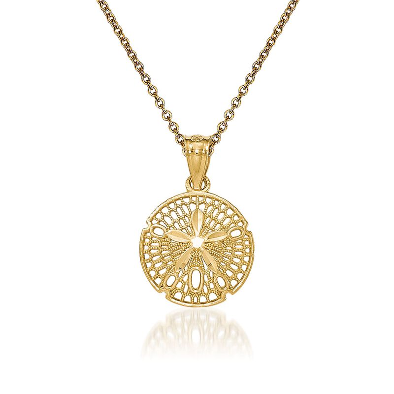 14kt Yellow Gold Sand Dollar Pendant Necklace. 18&quot; image number 0