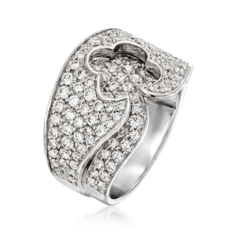 C. 1990 Vintage 2.50 ct. t.w. Diamond Flower Ring in 18kt White Gold. Size 6.5 image number 2