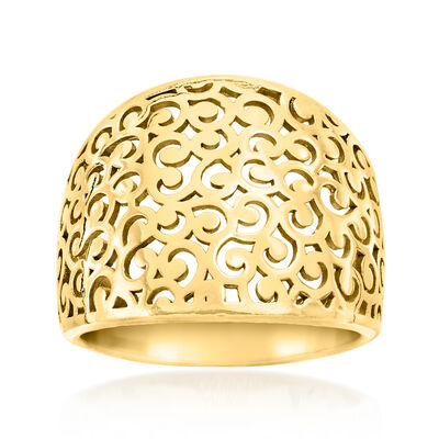 18kt Gold Over Sterling Filigree Ring