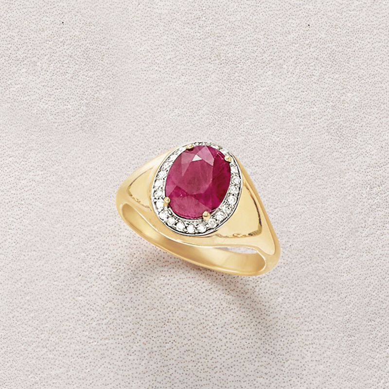2.20 Carat Burmese Ruby and .12 ct. t.w. Diamond Ring in 14kt Yellow Gold image number 4
