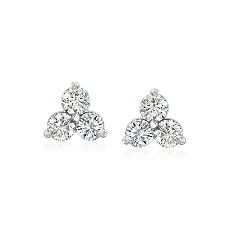 C. 2000 Vintage 1.70 ct. t.w. Diamond Cluster Earrings in 14kt White Gold image number 0