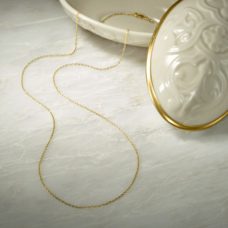 Italian 1mm 18kt Yellow Gold Cable-Chain Necklace image number 2