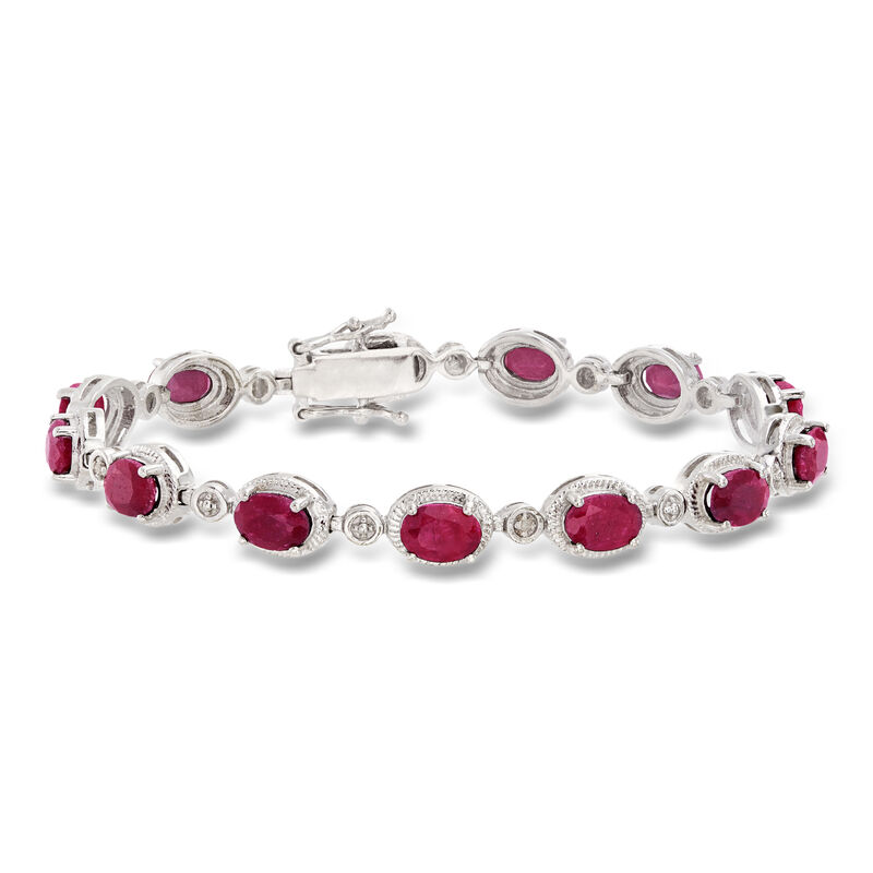 9.10 ct. t.w. Ruby Bracelet with Diamonds in Sterling Silver image number 0