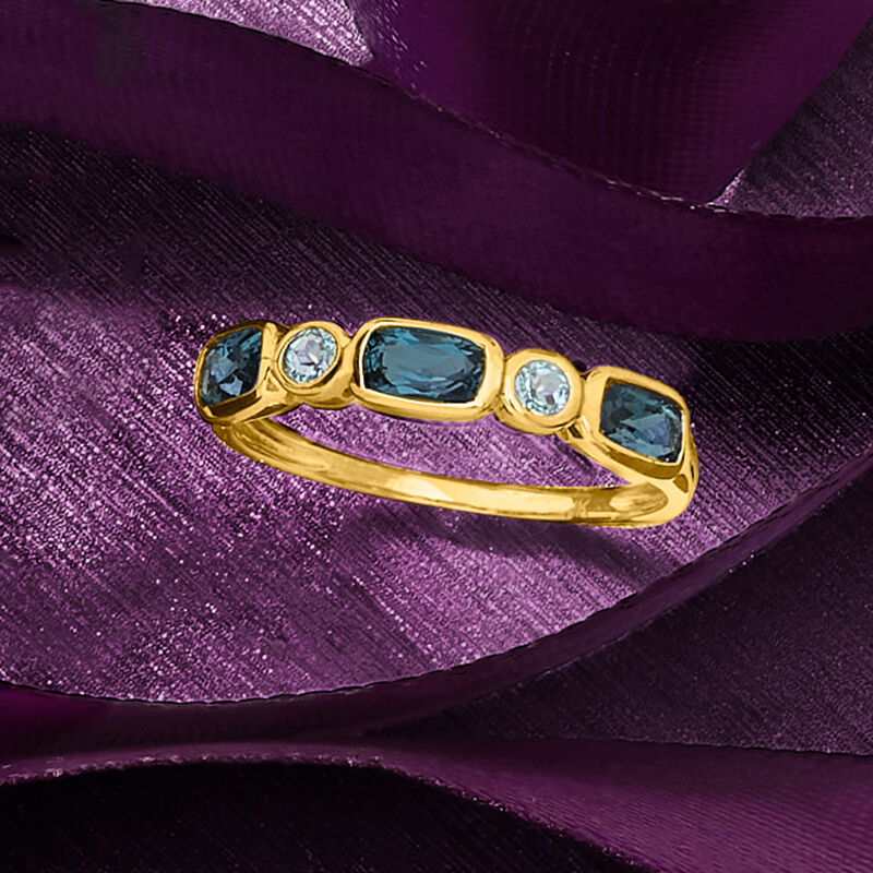 .90 ct. t.w. London and Sky Blue Topaz Ring in 14kt Yellow Gold image number 4