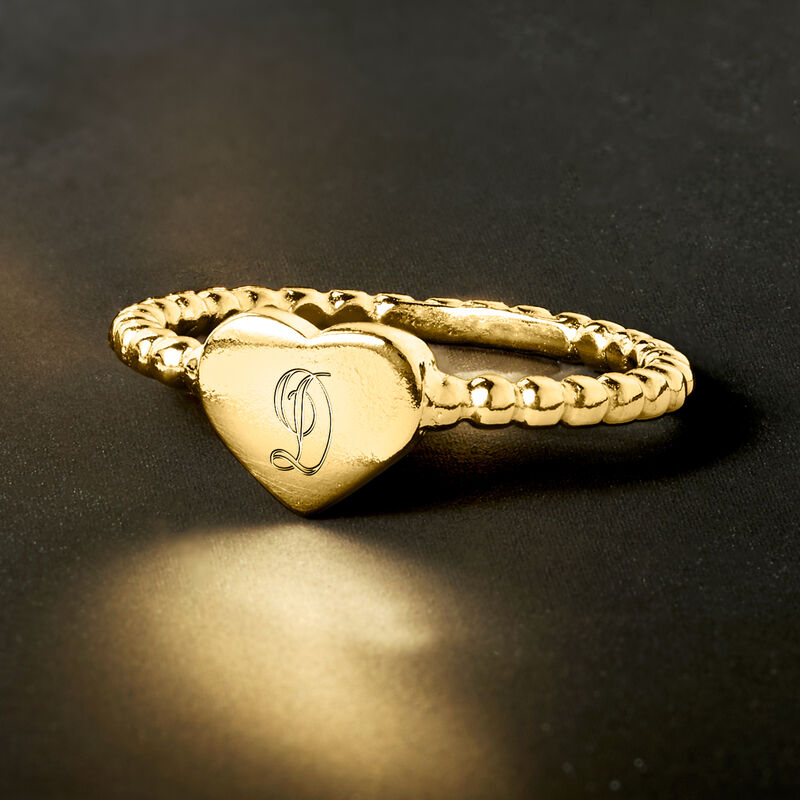 18kt Gold Vermeil Personalized Beaded Heart Ring image number 3