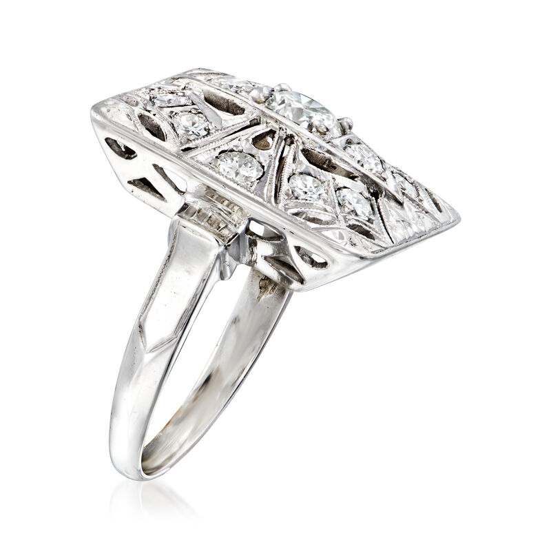 C. 1980 Vintage 1.25 ct. t.w. Diamond Square Ring in Platinum. Size 7 image number 2
