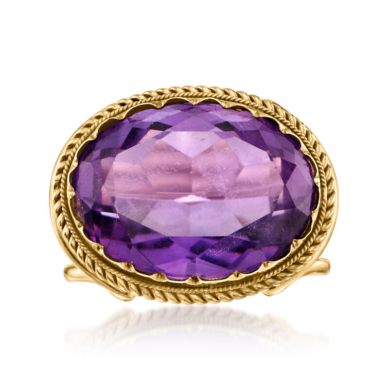 C. 1960 Vintage 9.00 Carat Amethyst Ring in 18kt Yellow Gold. Size 5.75 image number 0