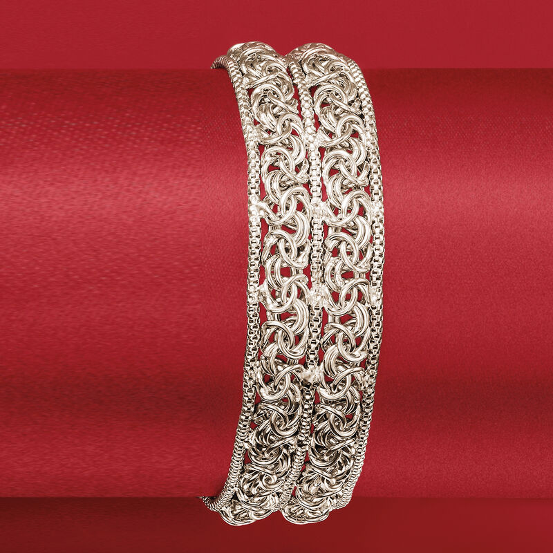 Italian Sterling Silver Double Byzantine Bracelet image number 2