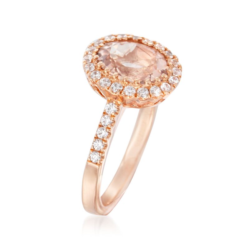 3.30 Carat Light Pink Topaz and .50 ct. t.w. CZ Ring in 14kt Rose Gold Over Sterling image number 1