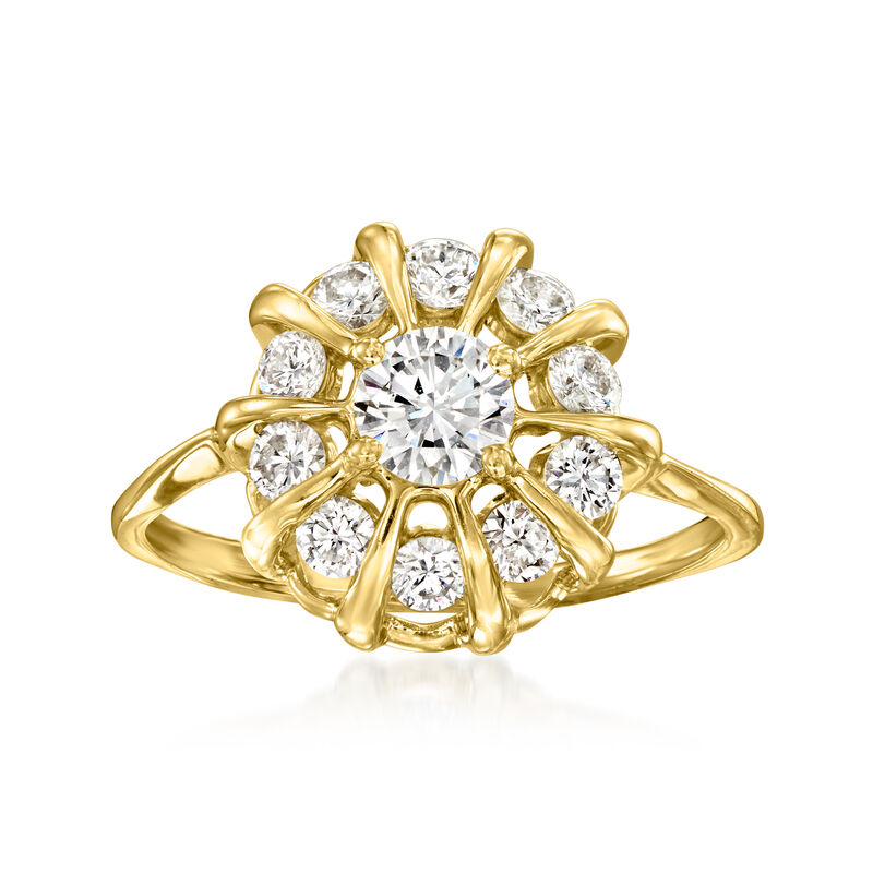 C. 1980 Vintage Jose Hess .95 ct. t.w. Diamond Cluster Ring in 14kt and 18kt Yellow Gold. Size 6.75 image number 0