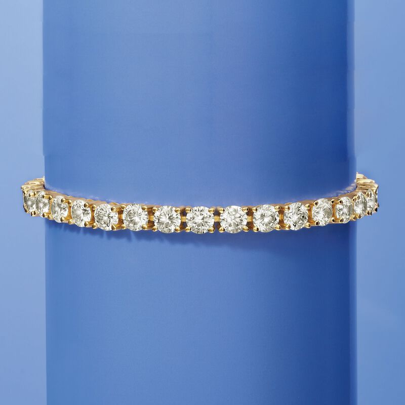 15.00 ct. t.w. CZ Tennis Bracelet in 18kt Gold Over Sterling image number 2