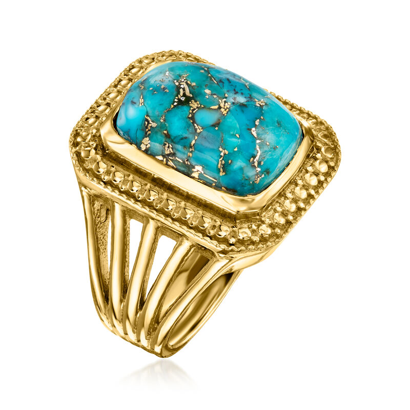 Turquoise Ring in 18kt Gold Over Sterling image number 2