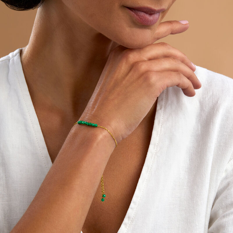 1.60 ct. t.w. Emerald Bead Bolo Bracelet in 14kt Yellow Gold  image number 3