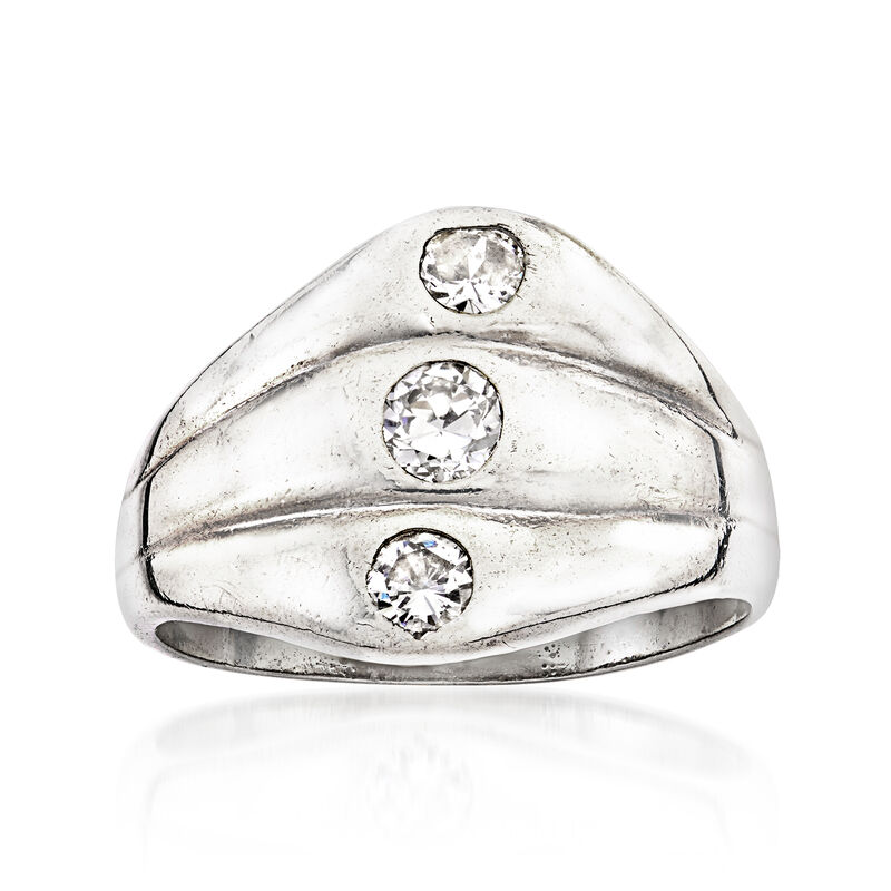 C. 1970 Vintage .37 ct. t.w. Diamond Trio Ring in 14kt White Gold. Size 7.5 image number 0