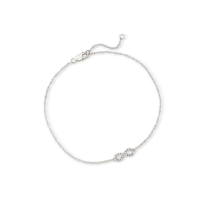 Sterling Silver Infinity Anklet with Diamond Accents image number 0