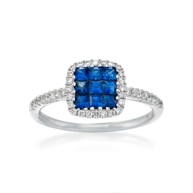 Gregg Ruth .53 ct. t.w. Sapphire and .23 ct. t.w. Diamond Ring in 18kt White Gold image number 0