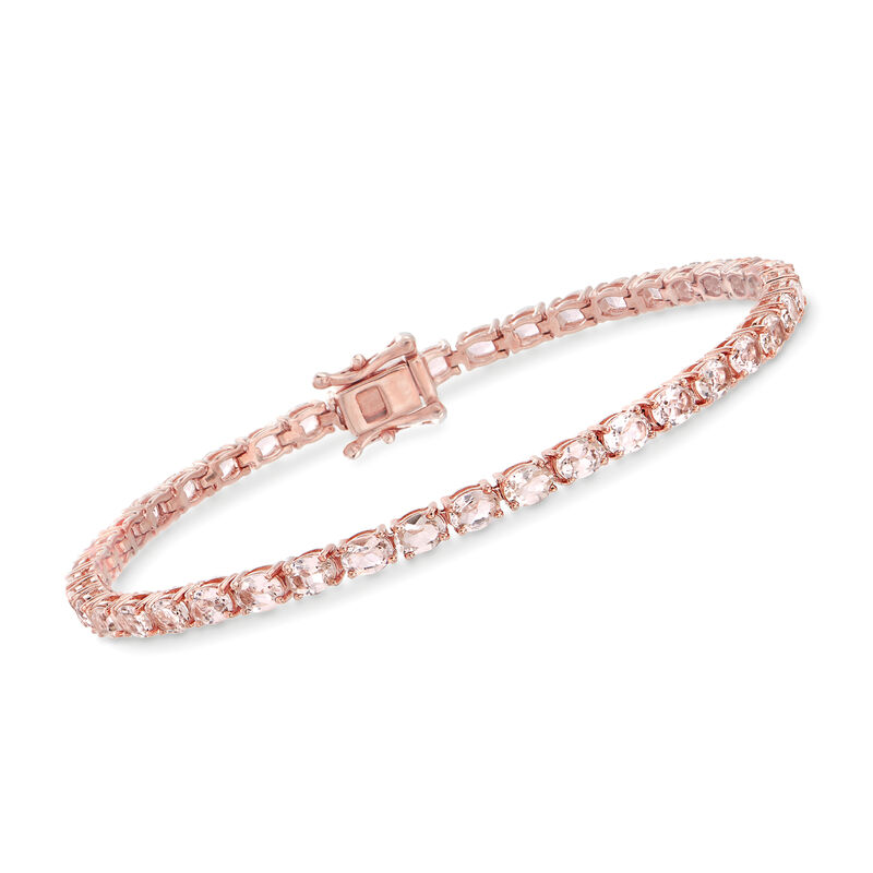 5.50 ct. t.w. Morganite Tennis Bracelet in 14kt Rose Gold Over Sterling image number 1