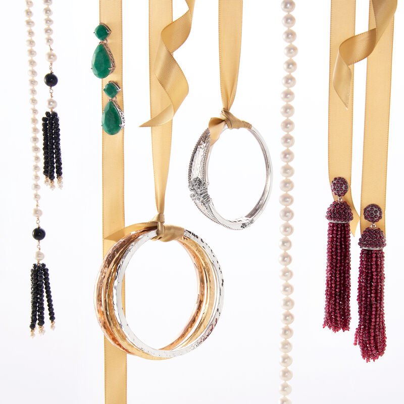 Cultured Pearl Lariat Necklace with Black Onyx Tassels and 14kt Yellow Gold image number 3