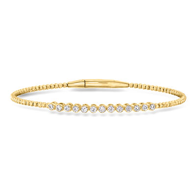 .65 ct. t.w. Lab-Grown Diamond Beaded Bangle Bracelet in 18kt Gold Over Sterling