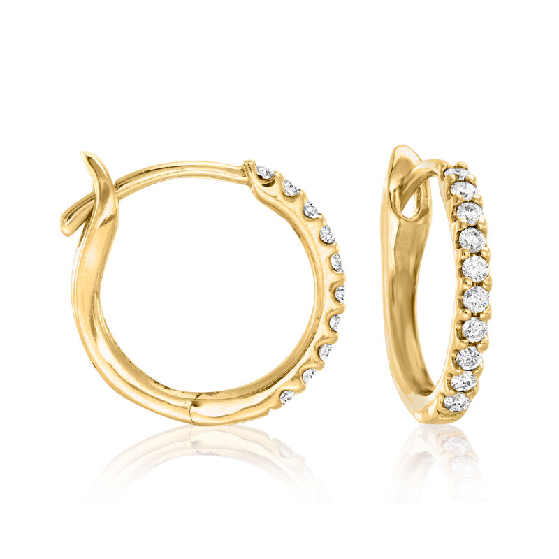 10-11mm Golden Cultured South Sea Pearls and .29 ct. t.w. Diamond Hoop Drop Earrings in 18kt Yellow Gold  image number 3